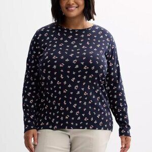 Croft & Barrow Holiday Cotton Tee 1X